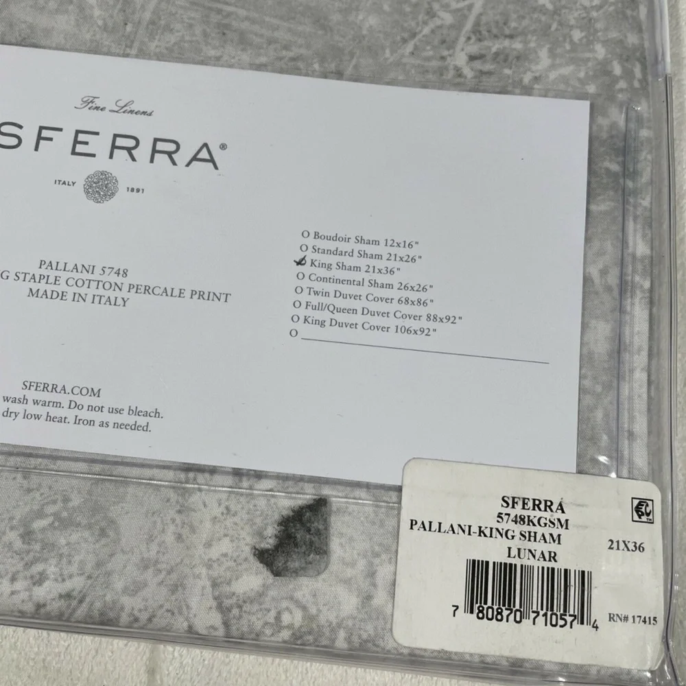 NIB SFERRA Pallani KING Pillow Sham in Lunar Watercolor [SZ 21 x 36 ]‎